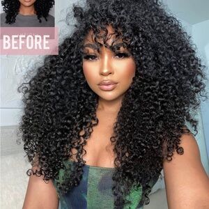 CurlsQueen 26” Water Kinky 3b/3c Natural Black Clip-in Hair Extension Set